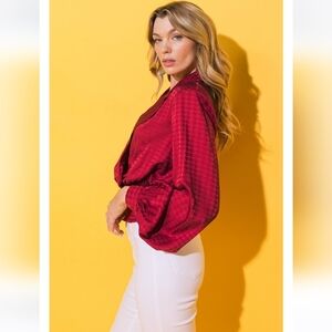 I think I'm falling in love red jacquard satin top